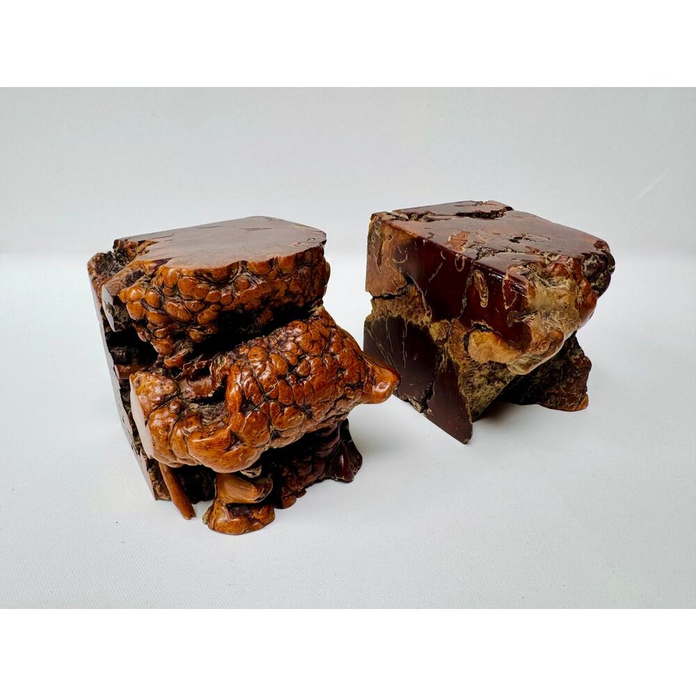 Vintage Burlwood Root Sculpture Bookends, Pair - Picture 2 of 16